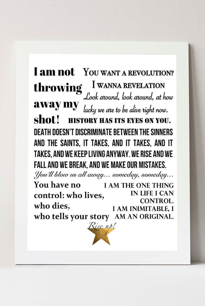 Hamilton The Musical Quotes Lyrics Poster Print Broadway Musical 