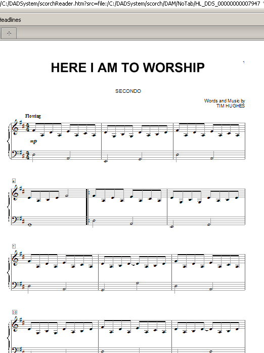 Here I Am To Worship Sheet Music Direct