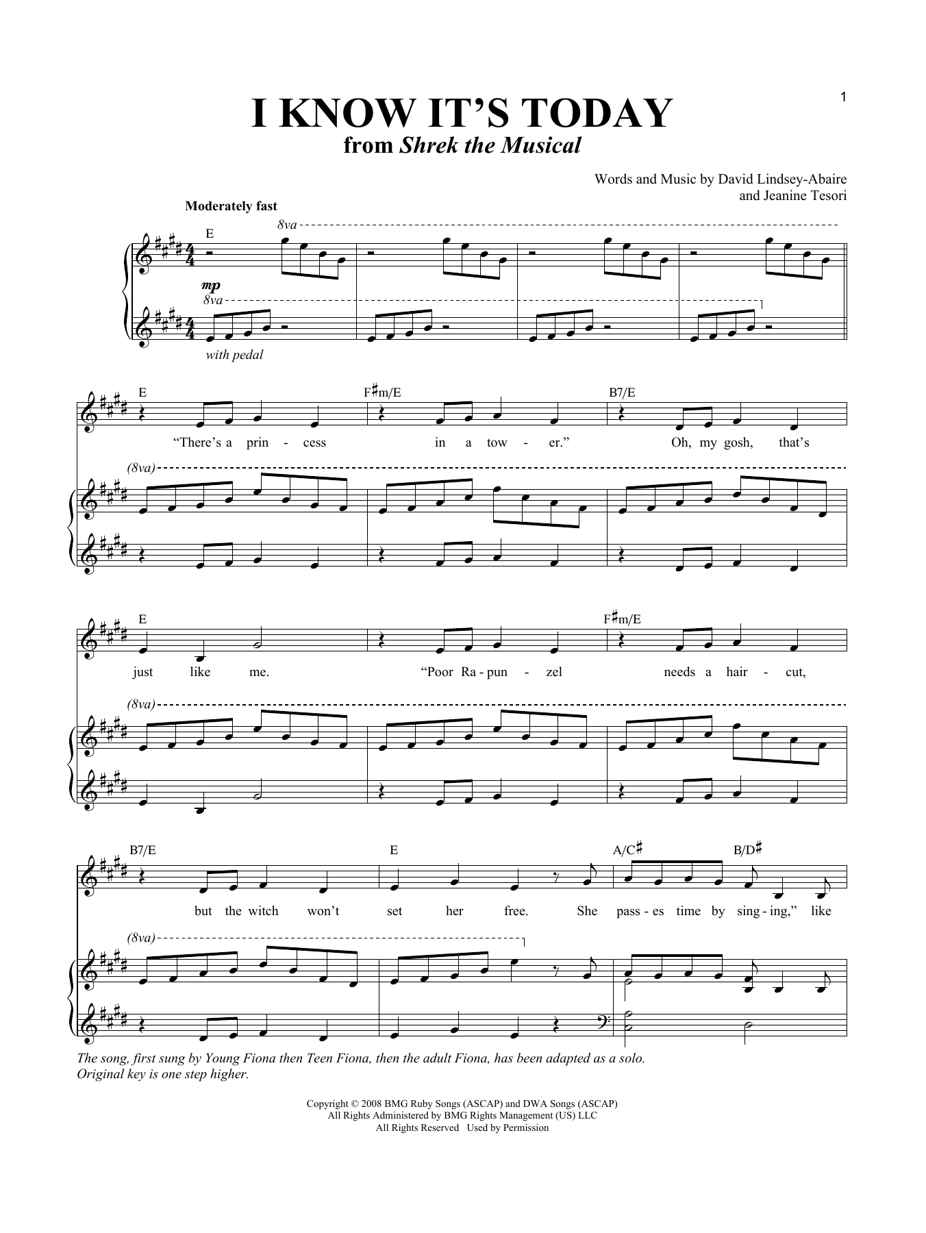 I Know It s Today from Shrek The Musical Sheet Music By Jeanine 