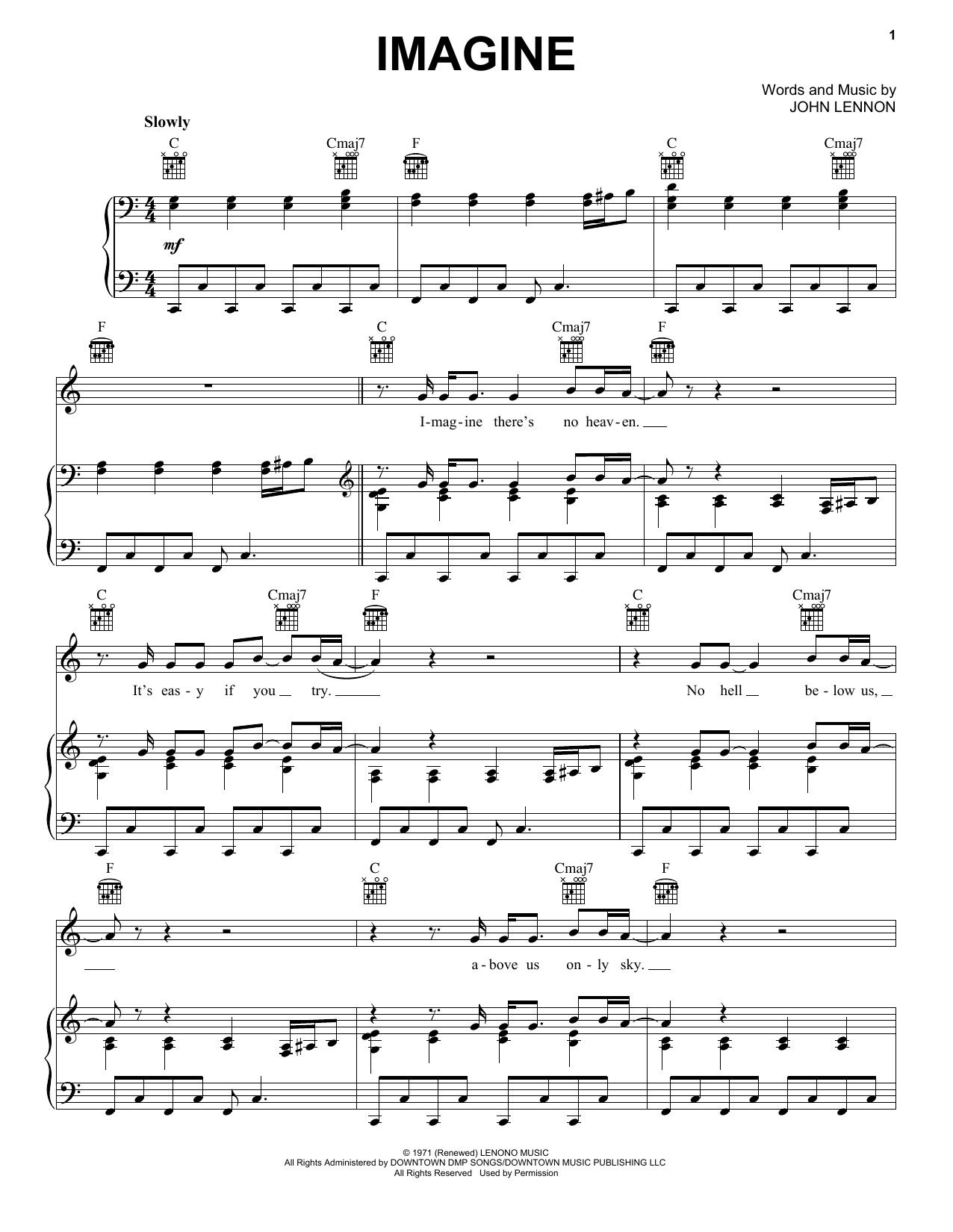 John Lennon Imagine Sheet Music And Printable PDF Music Notes 