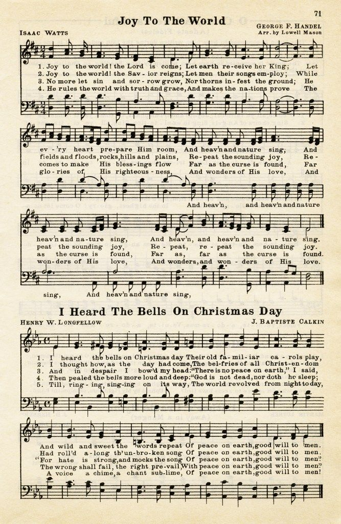 Joy To The World Heard The Bells On Christmas Day Vintage Sheet Music 