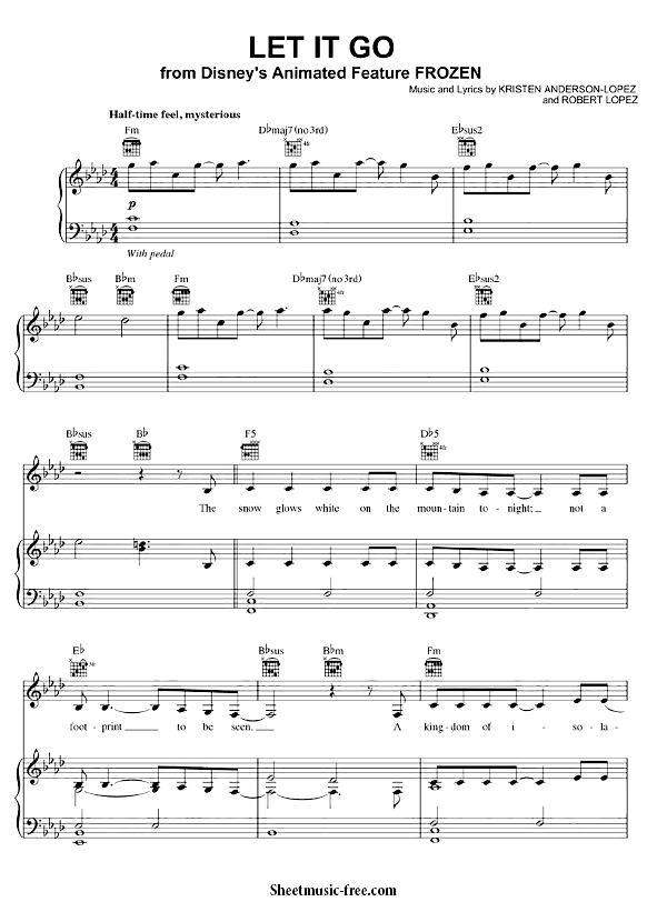 Let It Go Sheet Music Frozen Let It Go Piano Sheet Music SHEETMUSIC 