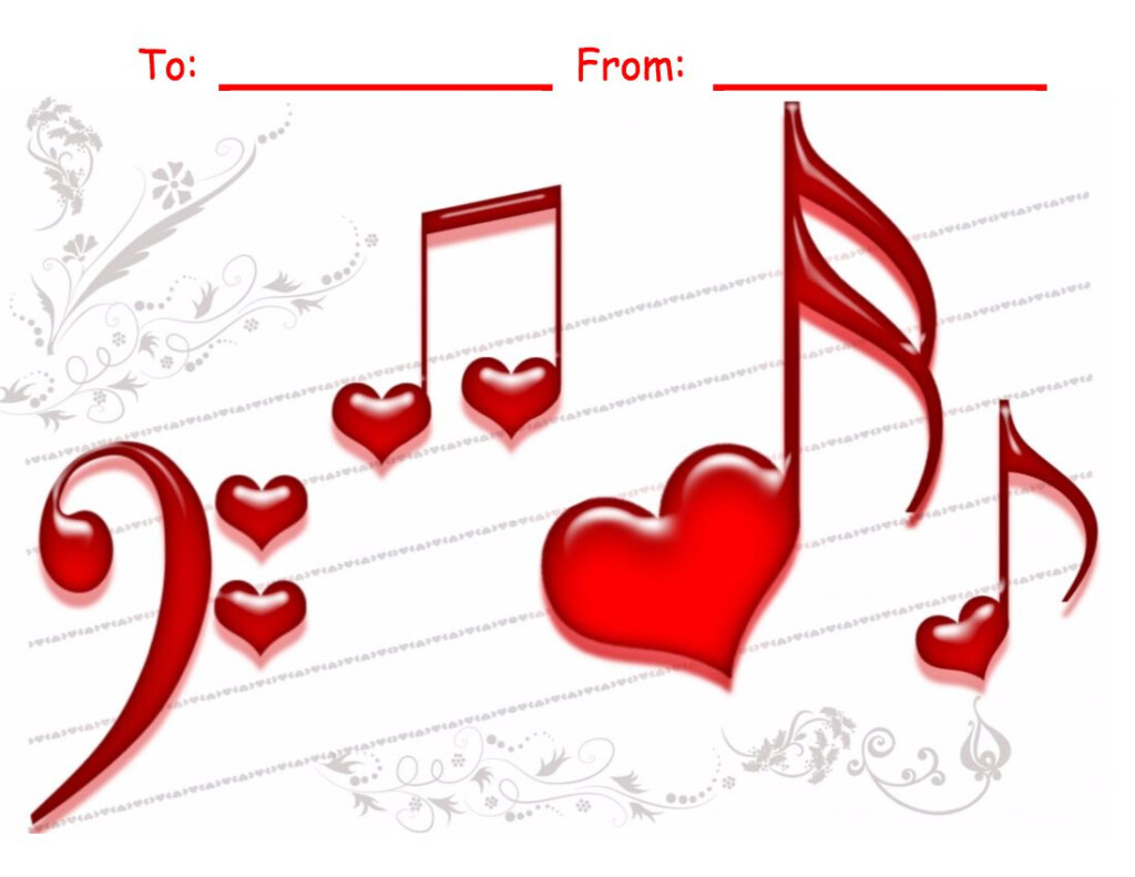 Lovely Free Printable Valentine Card With Musical Notes Music Notes 