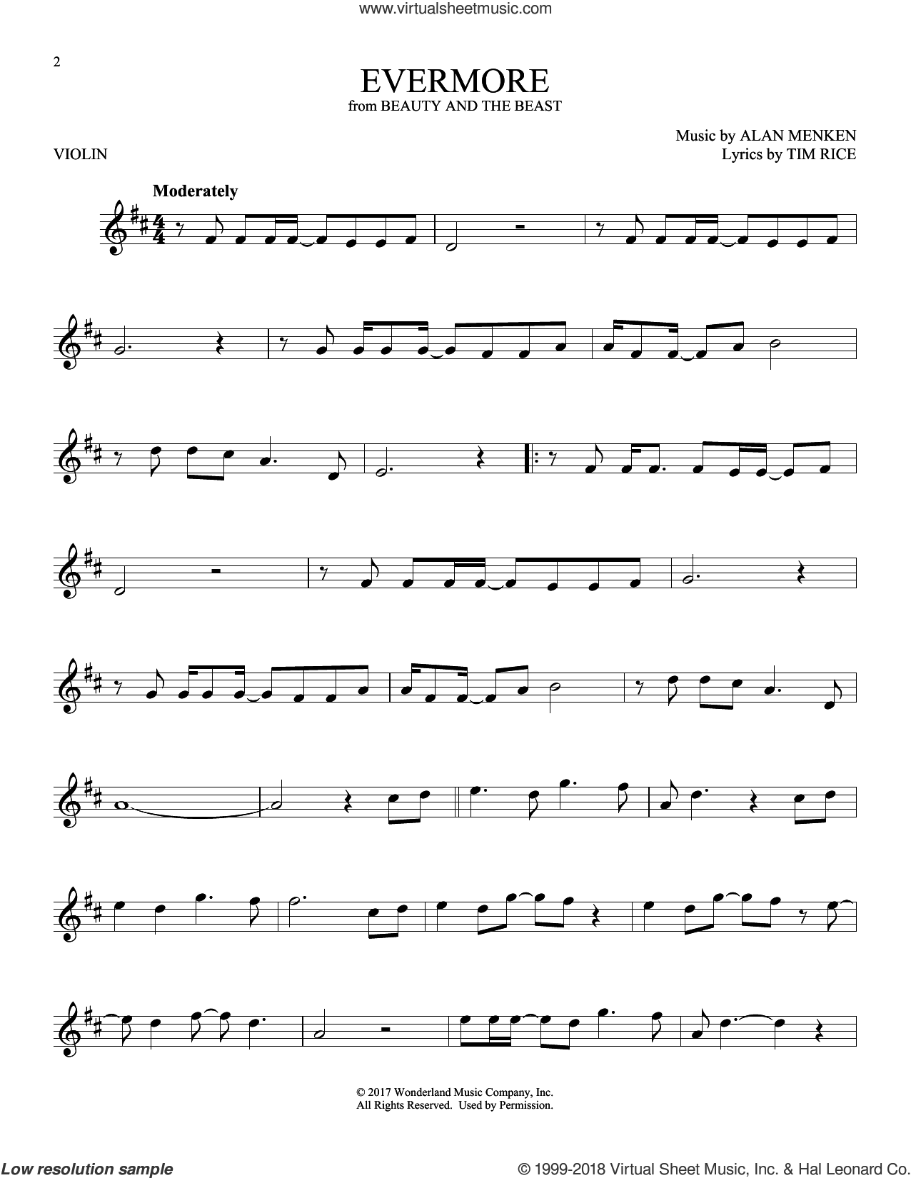 Menken Evermore Sheet Music For Violin Solo PDF interactive 