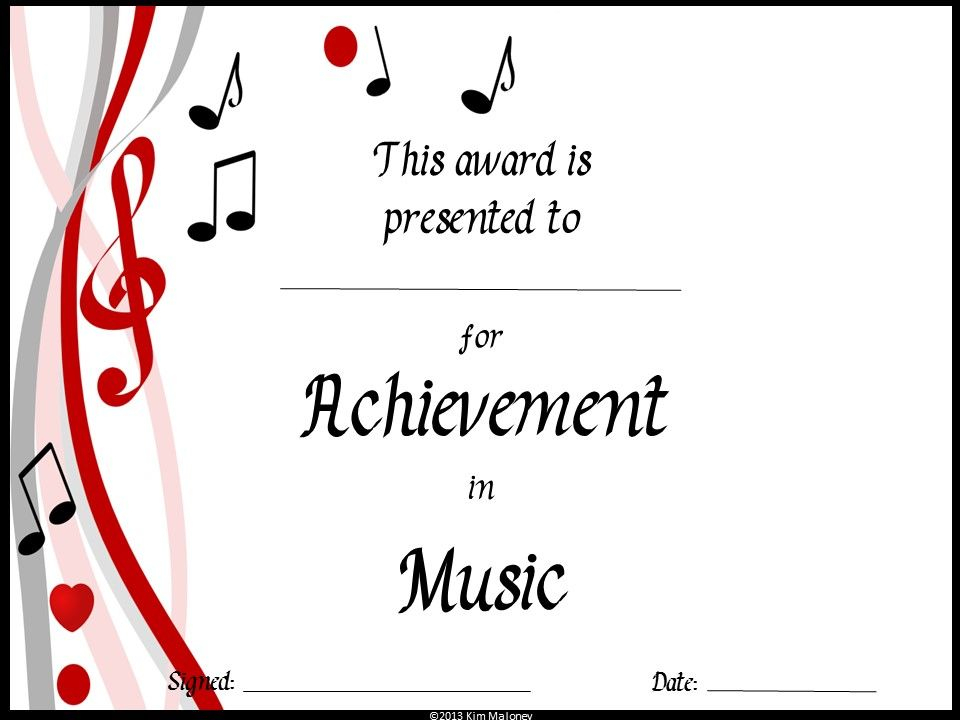 Music Award Certificates editable Awards Certificates Template 