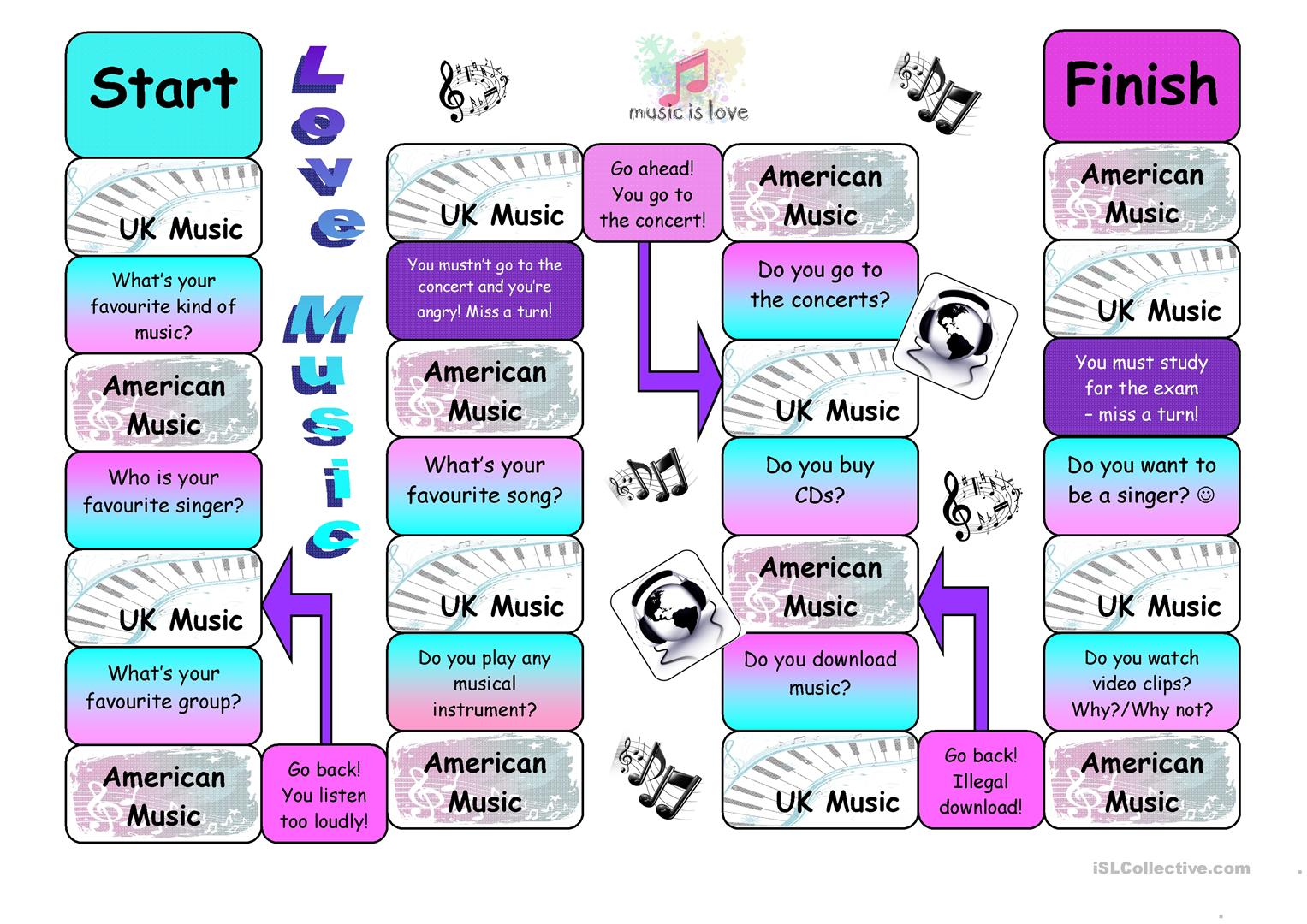 Music Board Game Worksheet Free ESL Printable Worksheets Made By Teachers