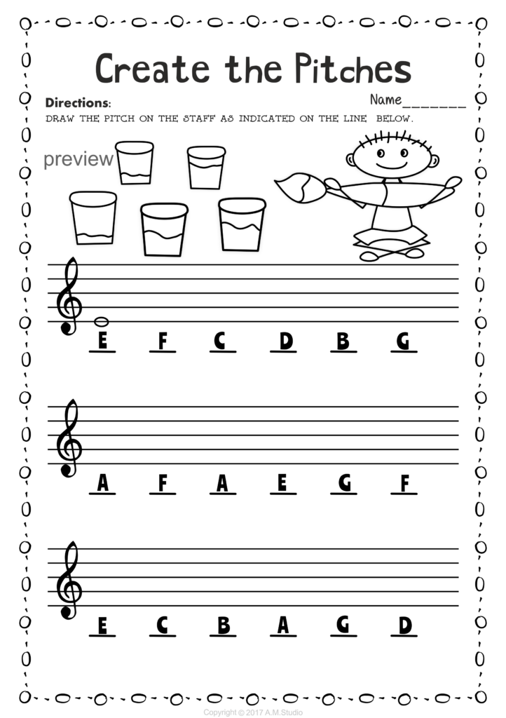 Music Staff Worksheets Bundle Back To School Themed Music Theory 