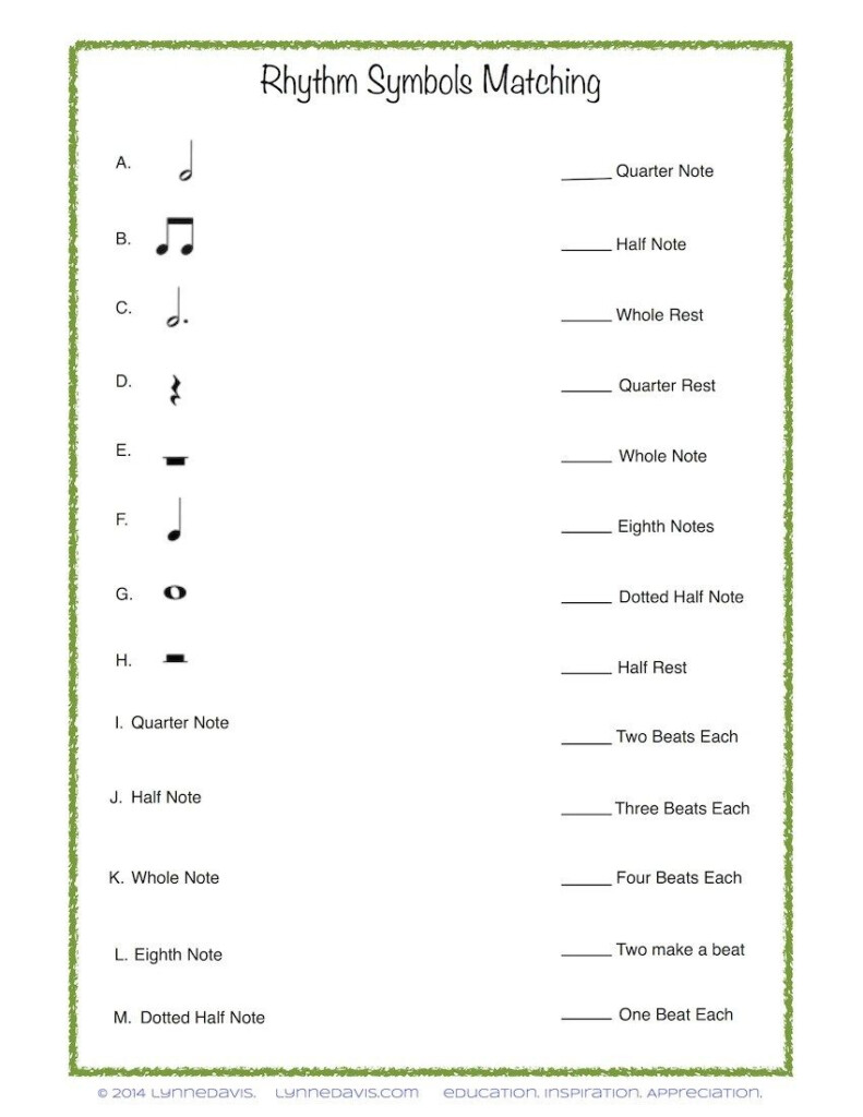 Music Symbols Matching Printable Google Search Rhythm Worksheets 