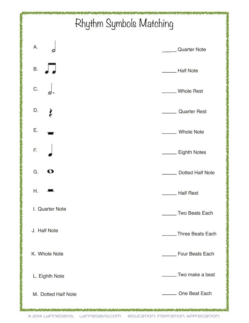 Music Symbols Matching Printable Google Search Rhythm Worksheets 