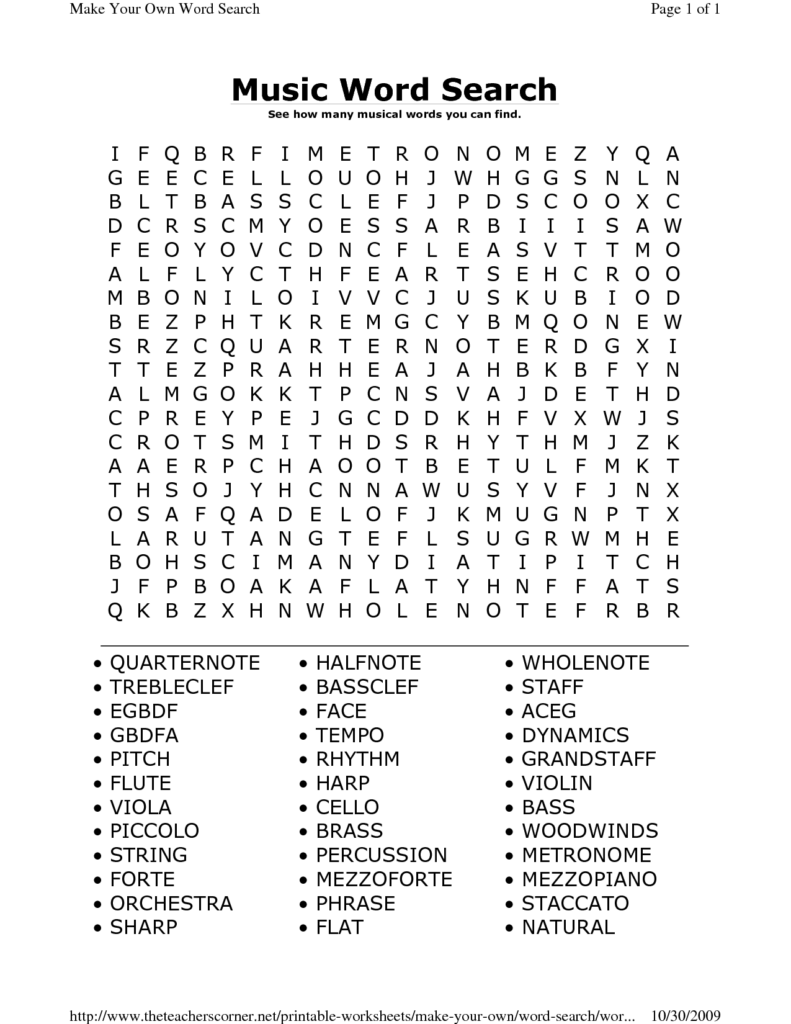 Music Word Search Music Word Search Music Words Music Theory Worksheets