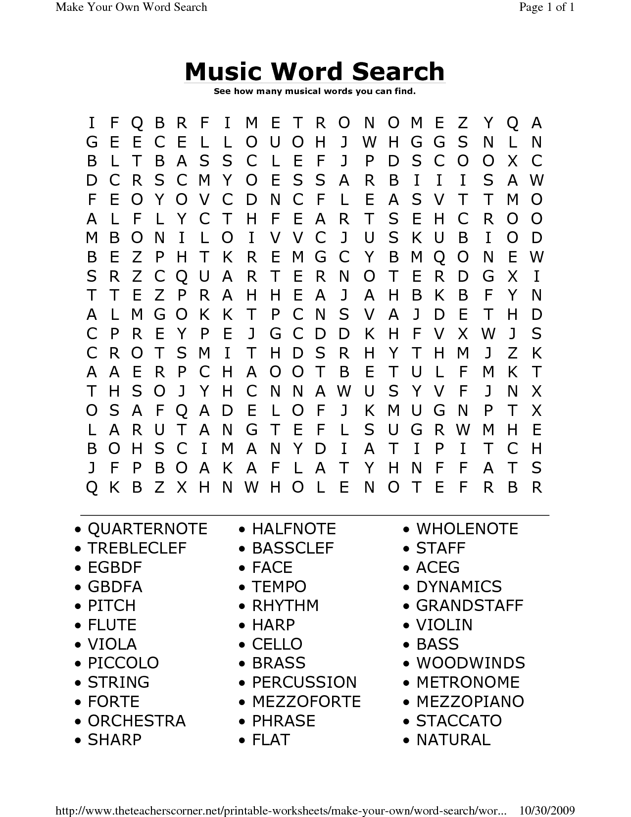 Music Word Search Music Word Search Music Words Music Theory Worksheets