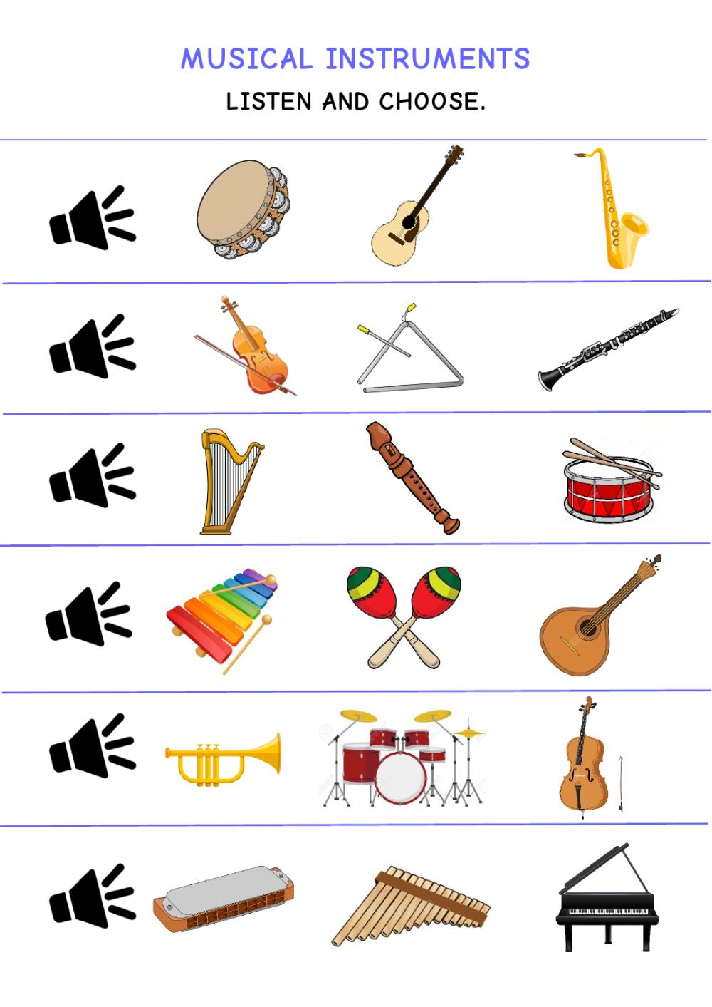 Musical Instruments Online Pdf Worksheet