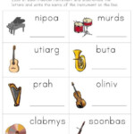 Musical Instruments Word Scramble Worksheet Music Worksheets Music