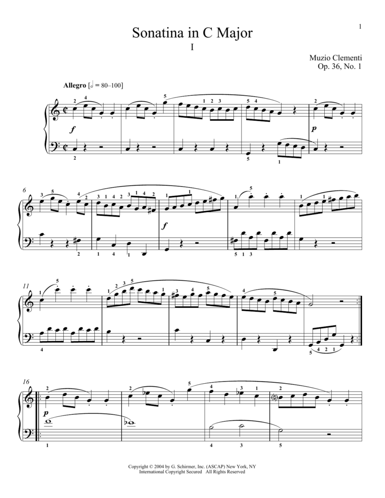 Muzio Clementi Sonatina In C Major Op 36 No 1 Sheet Music PDF 