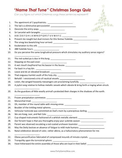  Name That Tune Christmas Songs Quiz Printable Christmas Games 