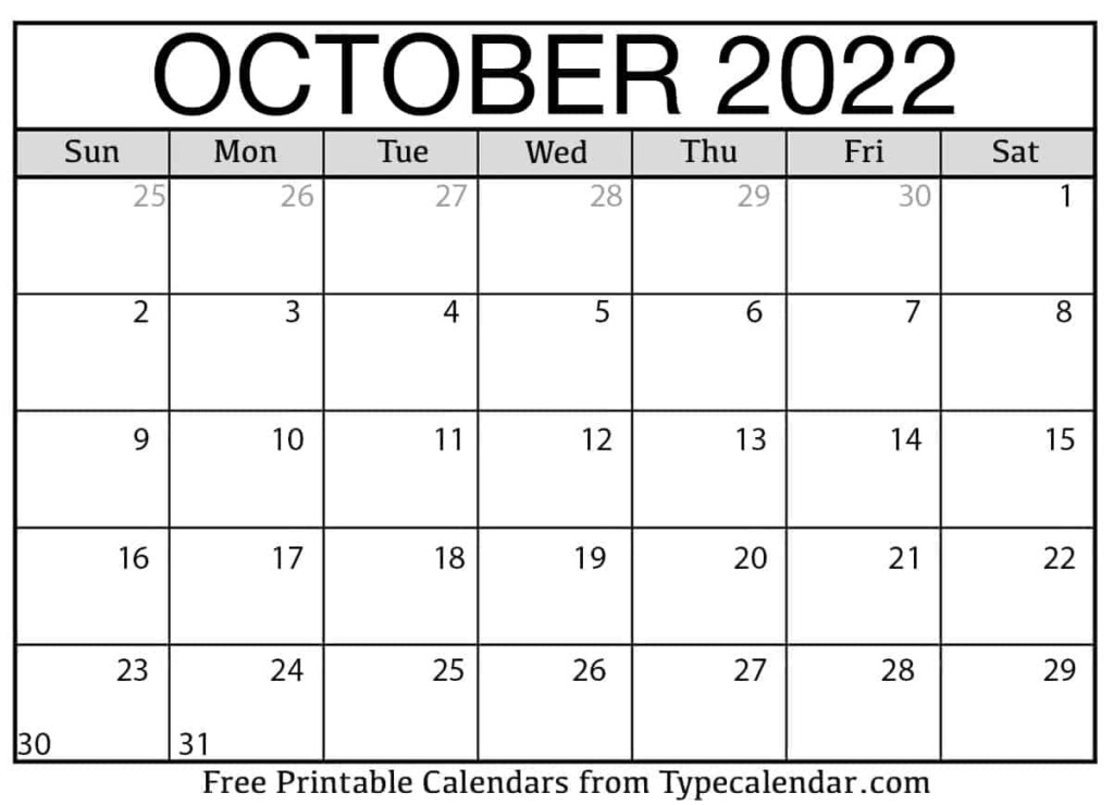 October 2022 Calendar