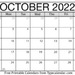 October 2022 Calendar