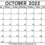 October Calendar 2022 Cmd Markdown