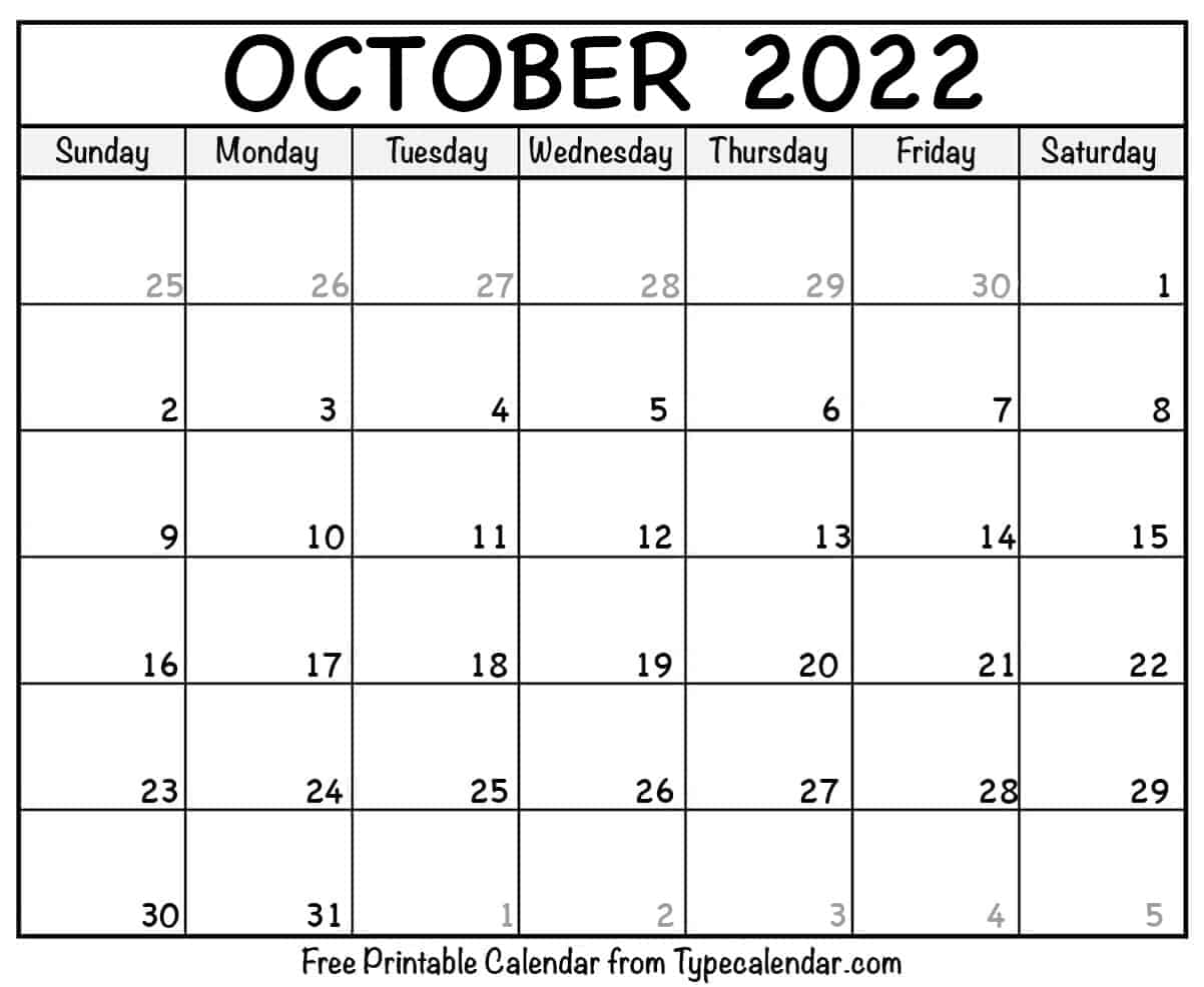 October Calendar 2022 Cmd Markdown 