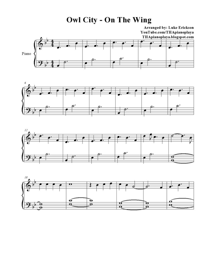 Owl City Fireflies Piano Sheet Music Free