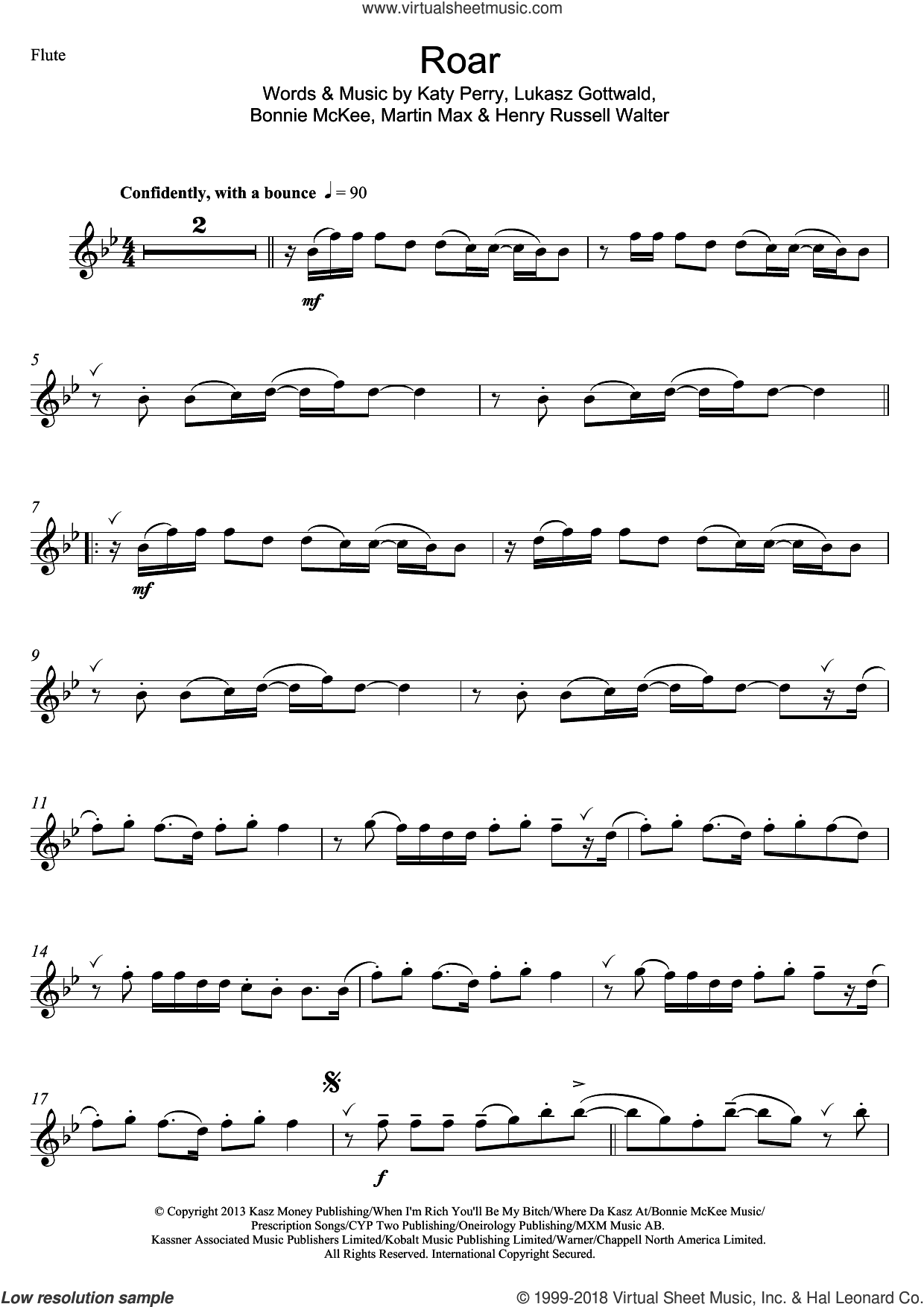 Perry Roar Sheet Music For Flute Solo PDF interactive 