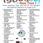 Printable 1960s Trivia Game Music Trivia 60th Birthday Party