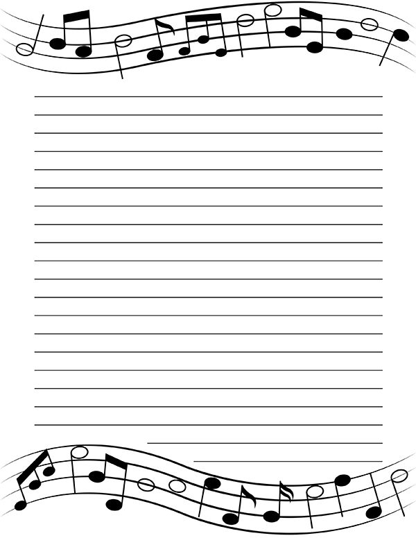 Printable Musical Note Stationery Notes Stationery Writing Paper 