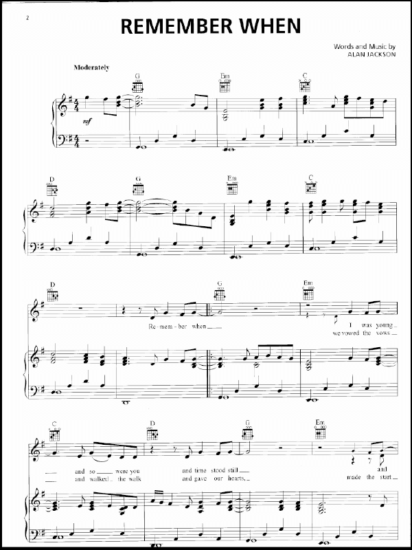 Remember When Sheet Music Alan Jackson SHEETMUSIC FREE COM