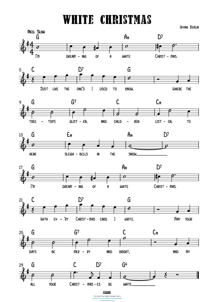 Sheet Music By Paul Gladis White Christmas