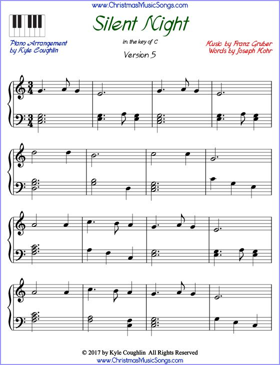 Silent Night Advanced Piano Sheet Music Free Printable PDF At Www 