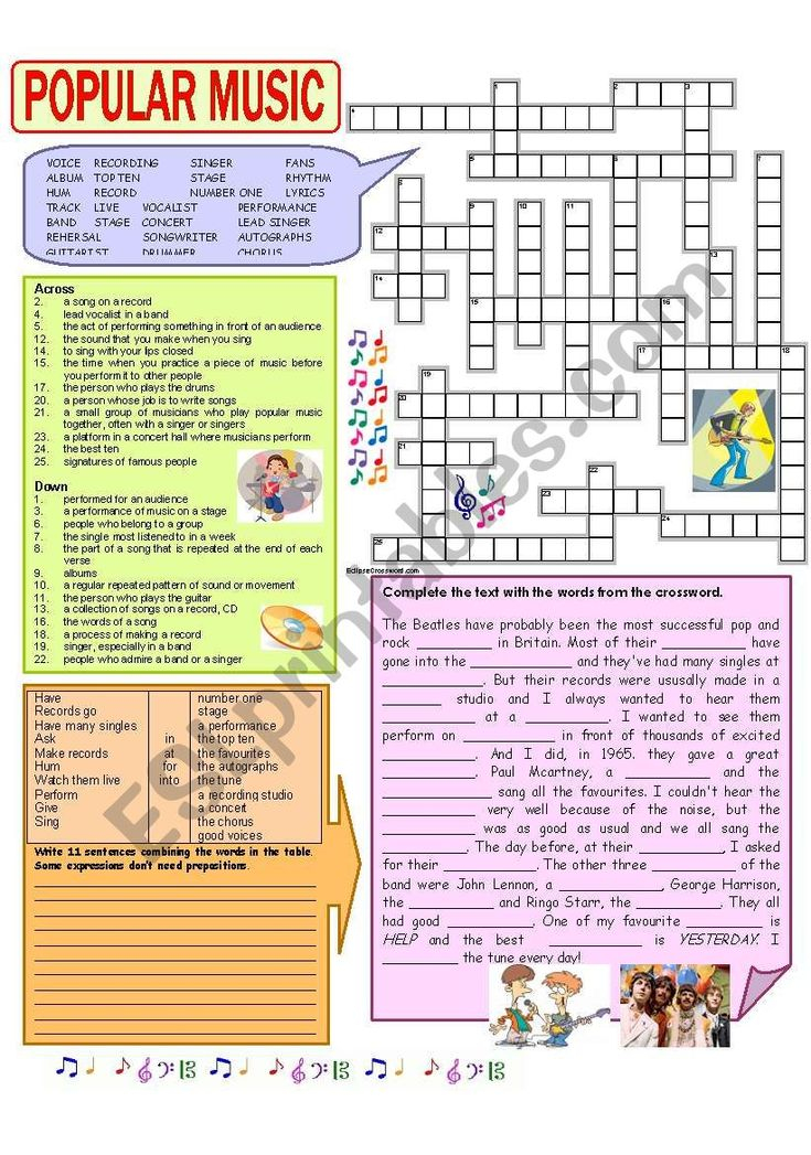 Students Fill In The Crossword According To The Clues And Then Use Them 