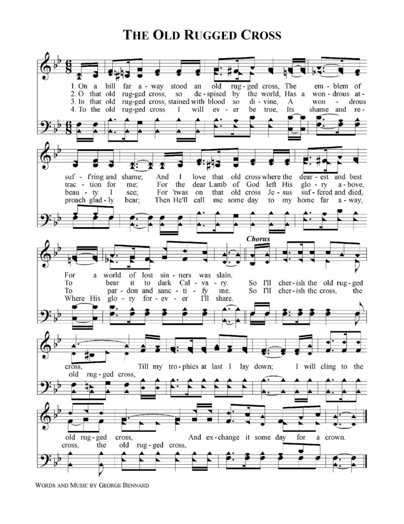 The Old Rugged Cross Hymn Sheet Music Hymns Lyrics Old Rugged Cross