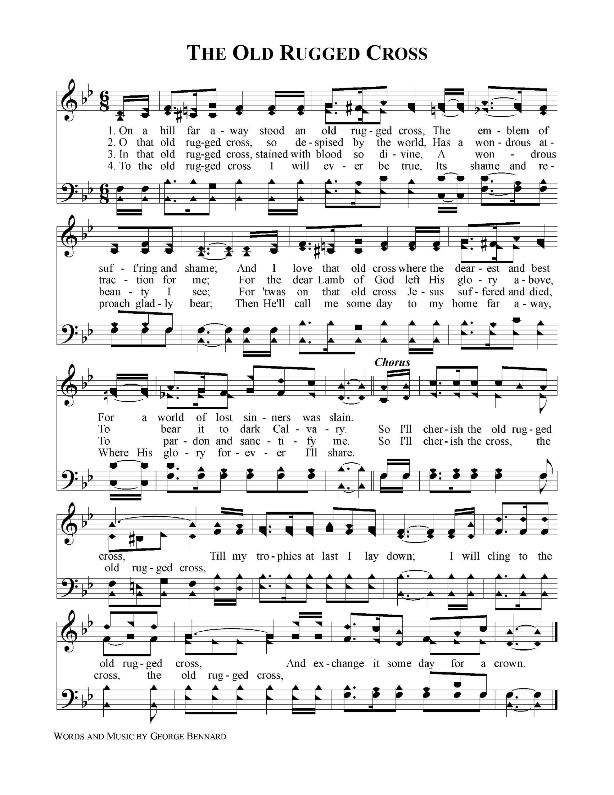 The Old Rugged Cross Hymn Sheet Music Hymns Lyrics Old Rugged Cross