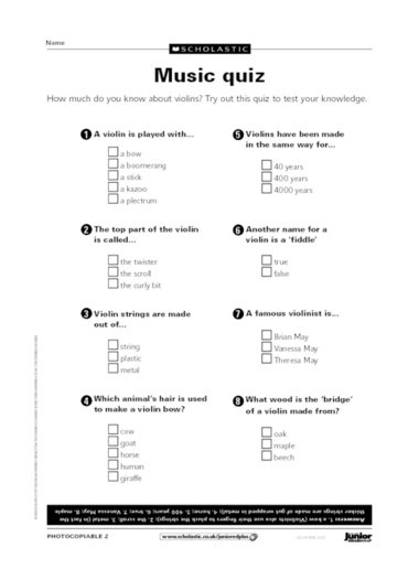 The Orchestra Musical Instruments Quiz Primary KS2 Teaching 