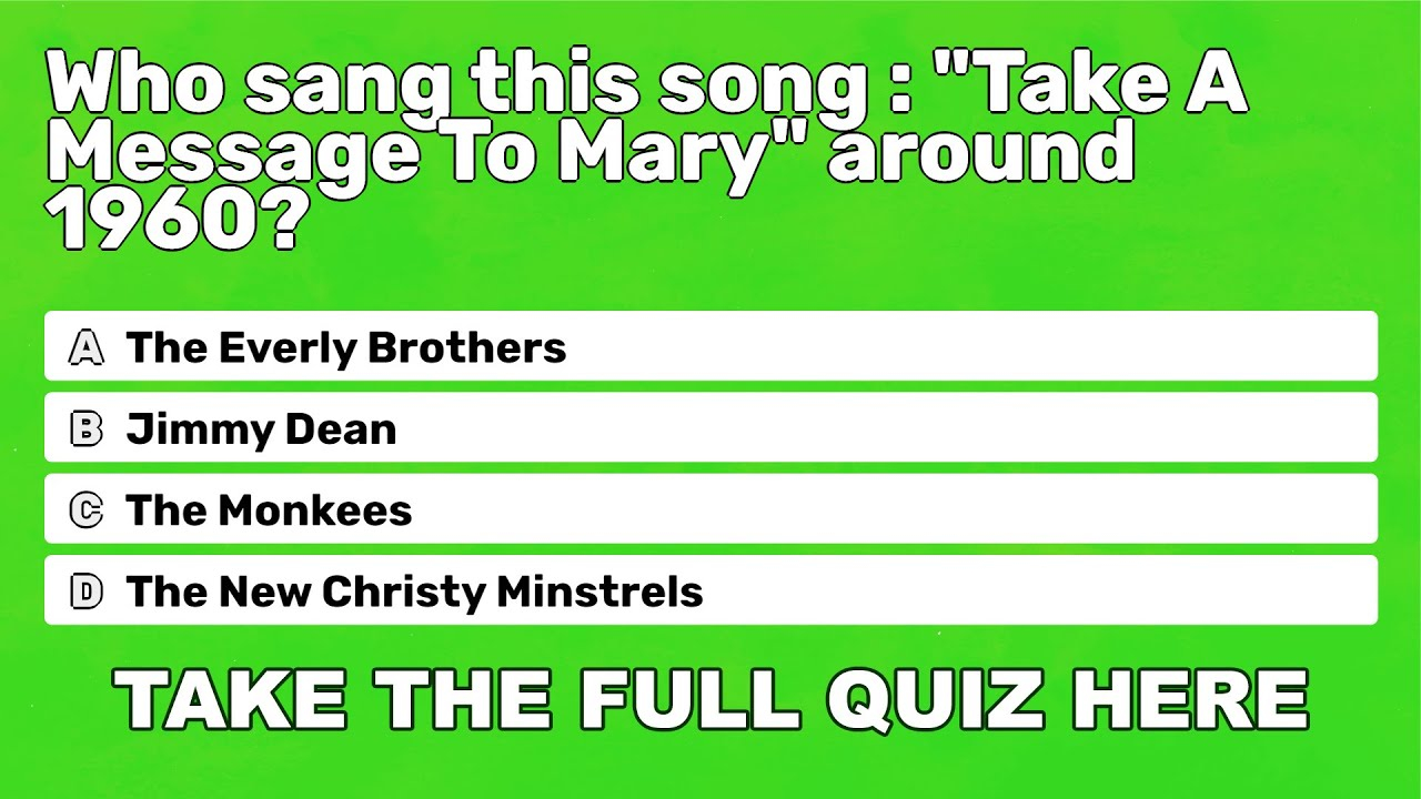 Trivia Quiz 1960s Songs YouTube