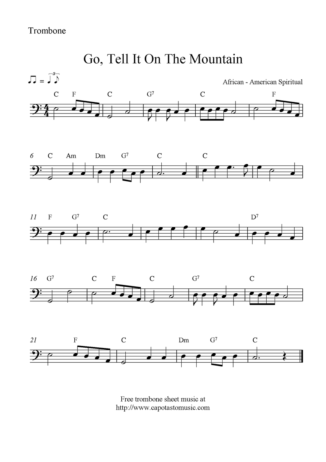 Trombone Christmas Sheet Music Free Printable Free Printable