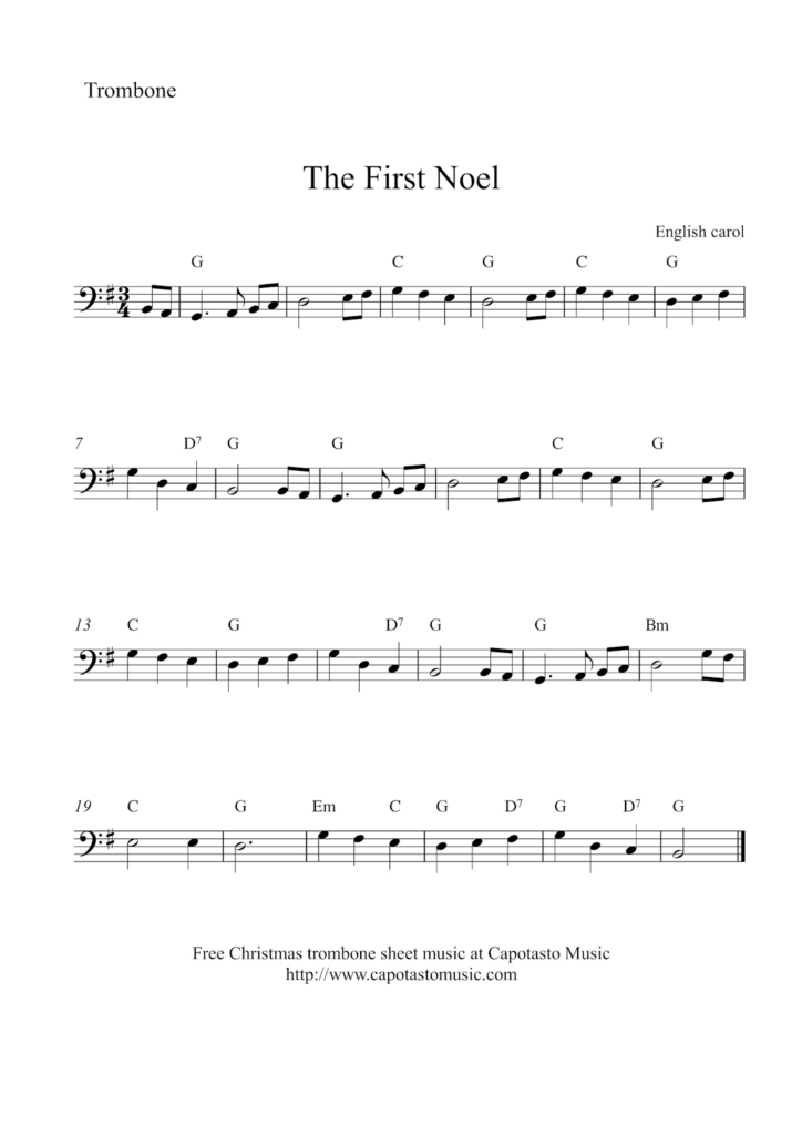 Trombone Christmas Sheet Music Free Printable Free Printable