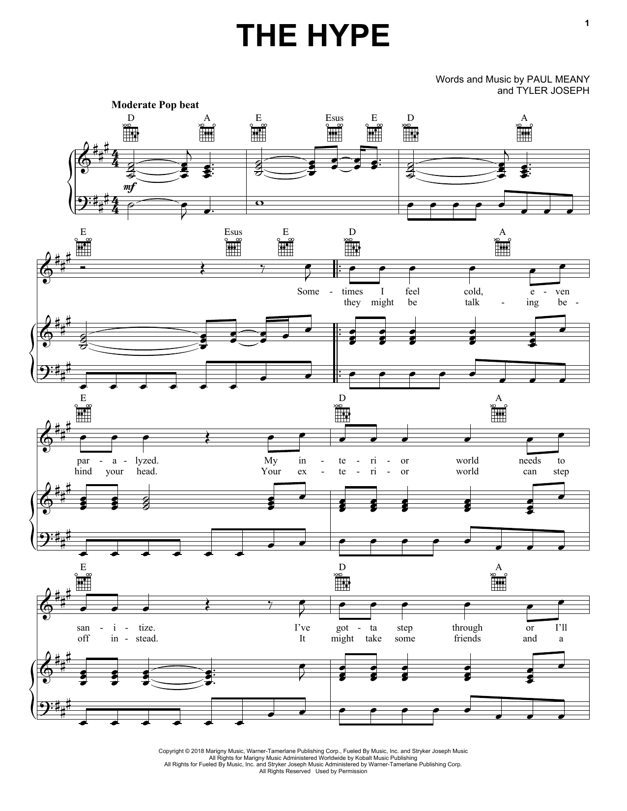 Twenty One Pilots The Hype Sheet Music And Printable PDF Music Notes