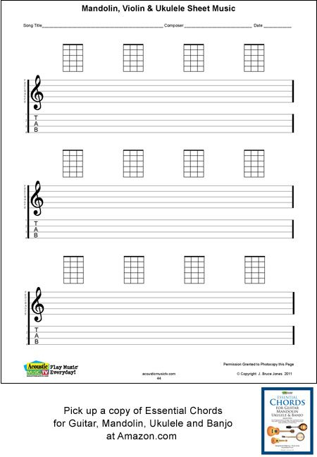 Ukulele Blank Sheet Music Staff Tab Acoustic Music TV Ukulele