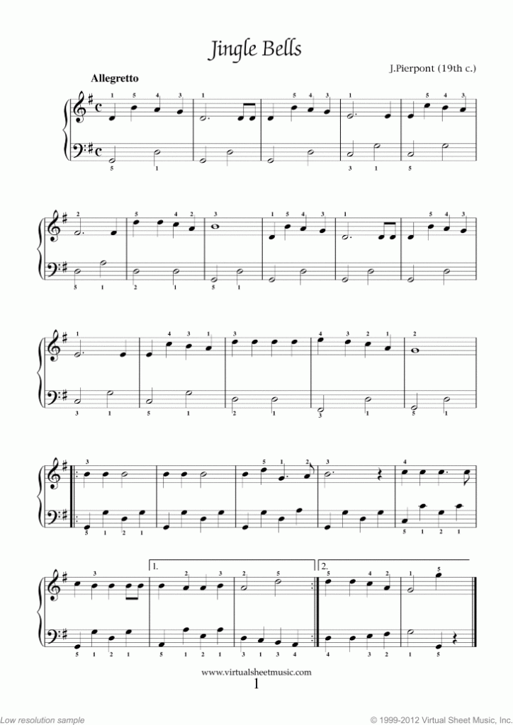 Very Easy Christmas Piano Sheet Music Songs Printable PDF 