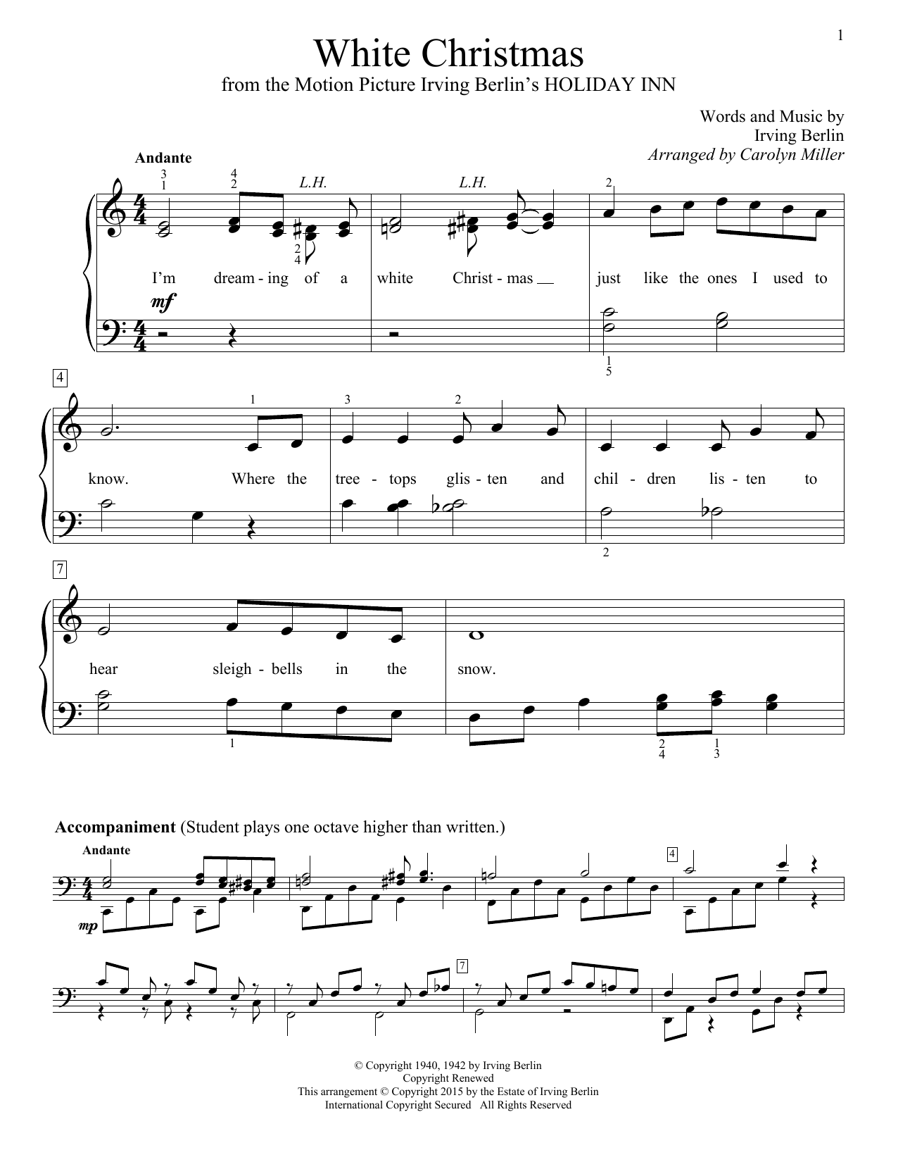 White Christmas Educational Piano Print Sheet Music Now