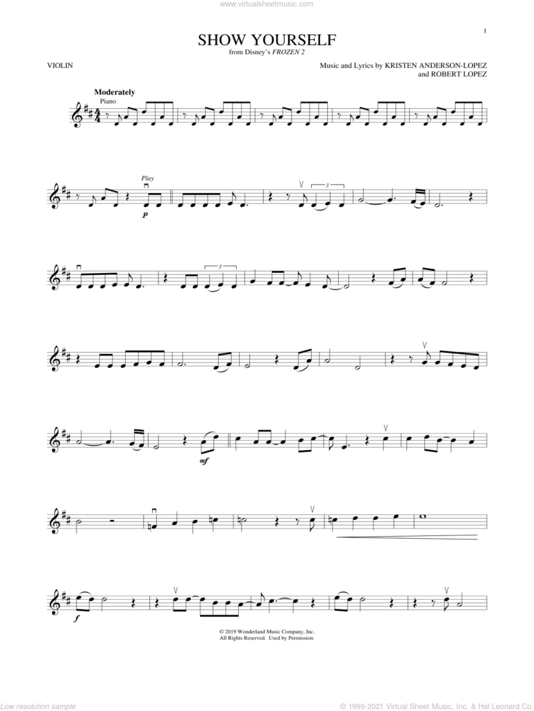 Wood Show Yourself from Disney s Frozen 2 Sheet Music For Violin Solo