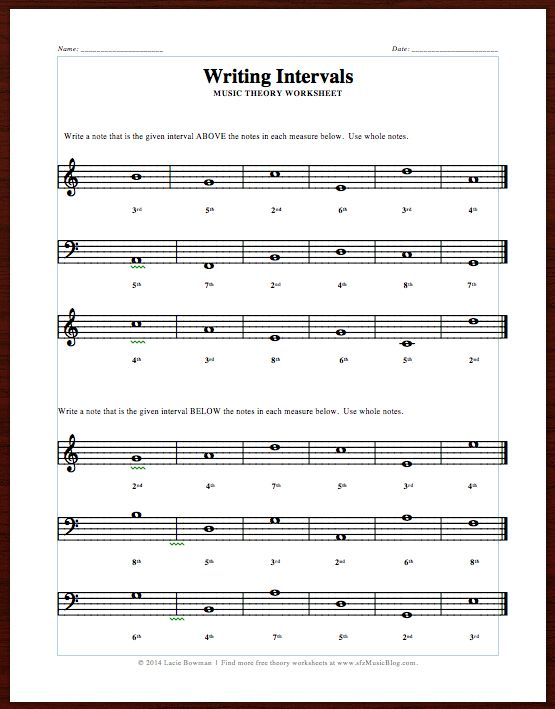 Writing Intervals Free Worksheet Music Theory Worksheets Music