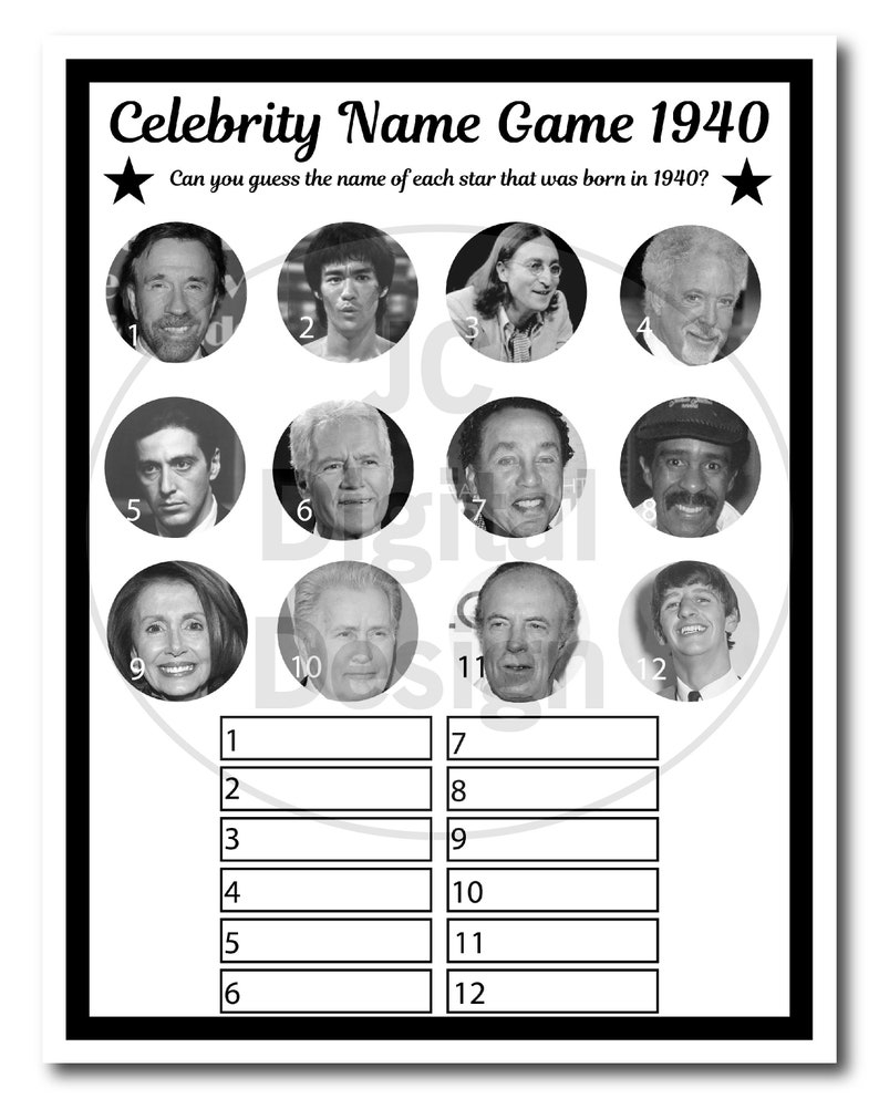 1940 Birthday Trivia Game 1940 Birthday Parties Fun Game Etsy