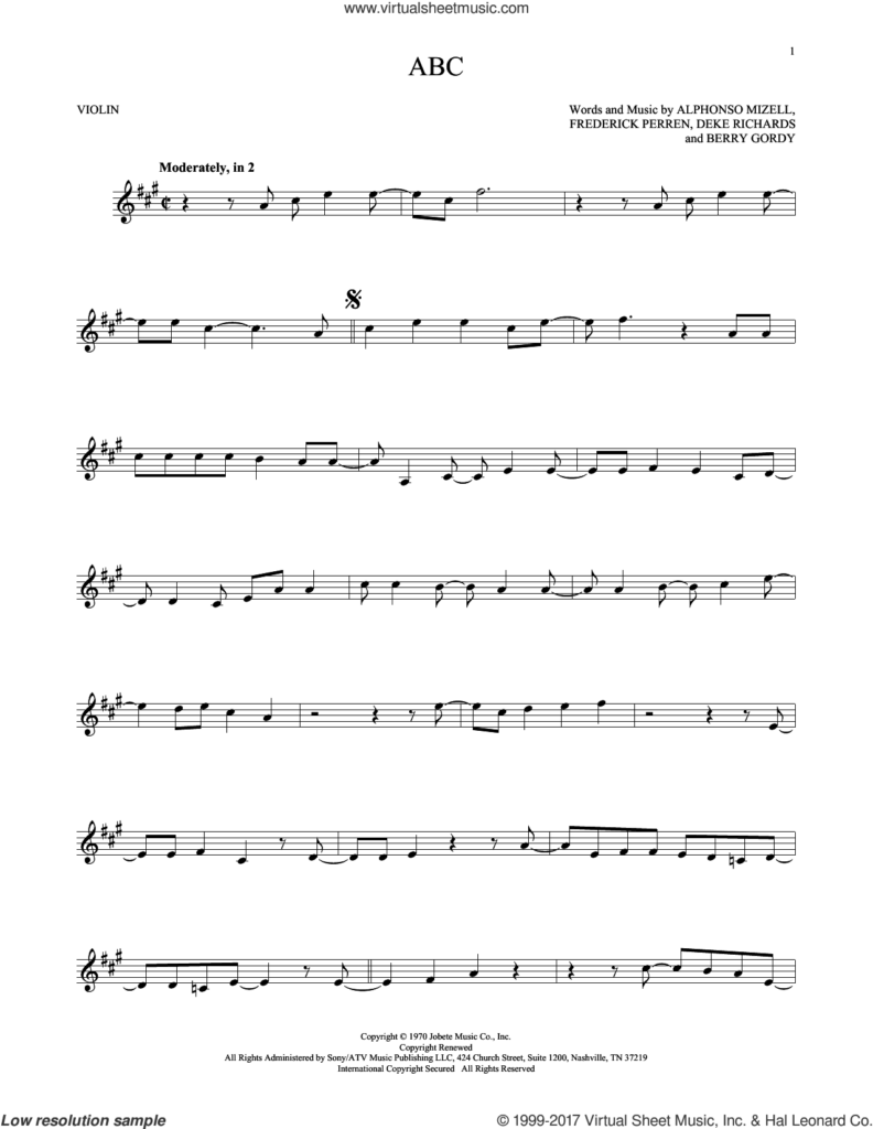 5 ABC Sheet Music For Violin Solo PDF interactive 