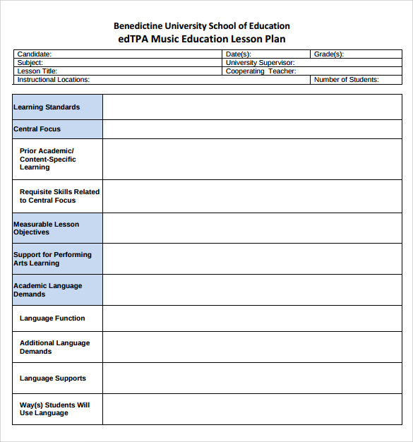 8 Sample Music Lesson Plans Sample Templates