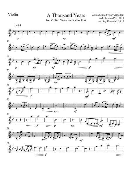 A Thousand Years For Violin Viola Cello Trio Sheet Music PDF Download 