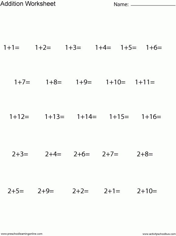 Addition Worksheets For Grade 1 101 Printable