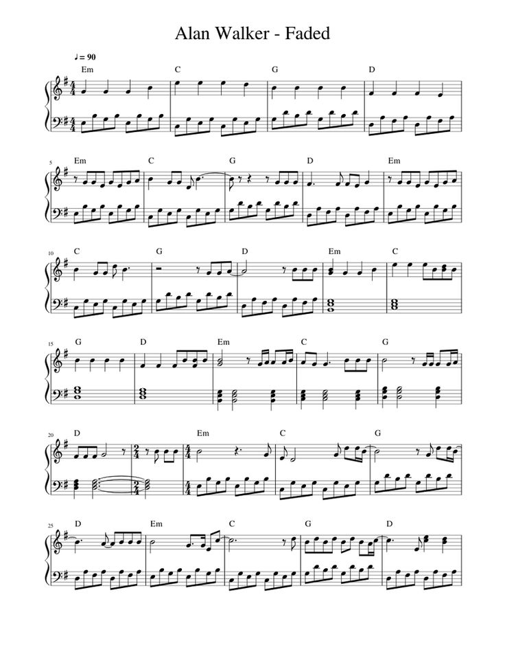 Alan Walker Faded Piano Sheet Music Free Pdf Piano Sheet Music Free