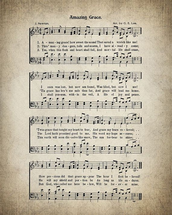 Amazing Grace Hymn Print Sheet Music Art Hymn Art Hymnal Etsy Sheet 